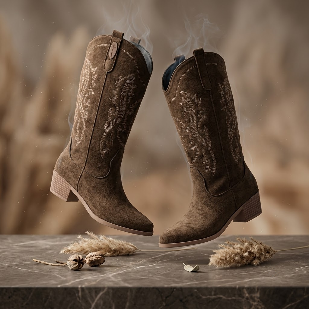 Women's Vintage Embroidered Mid-Calf Cowboy Boots