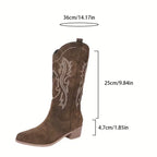 Women's Vintage Embroidered Mid-Calf Cowboy Boots