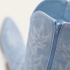 Embroidered Denim Western Boots for Women