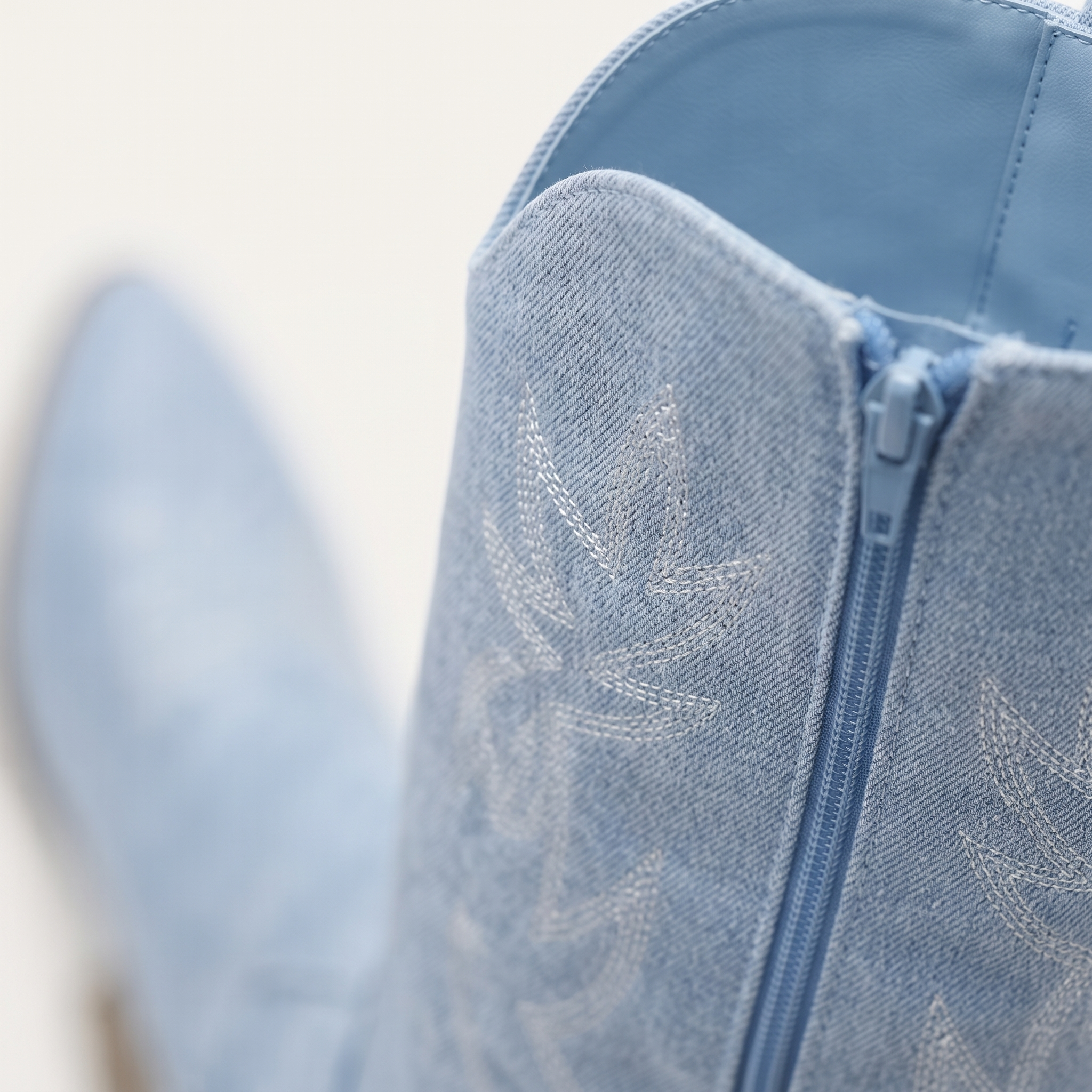 Embroidered Denim Western Boots for Women